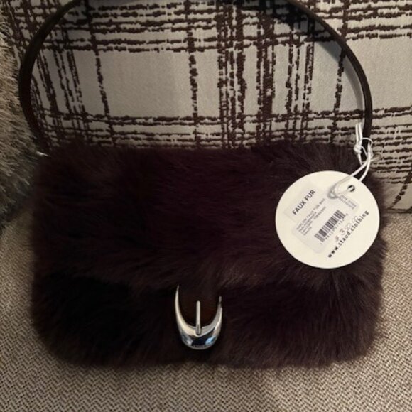 STAUD PURSE - CHOCOLATE FAUX FUR - NEW WITH TAGS - Picture 1 of 3